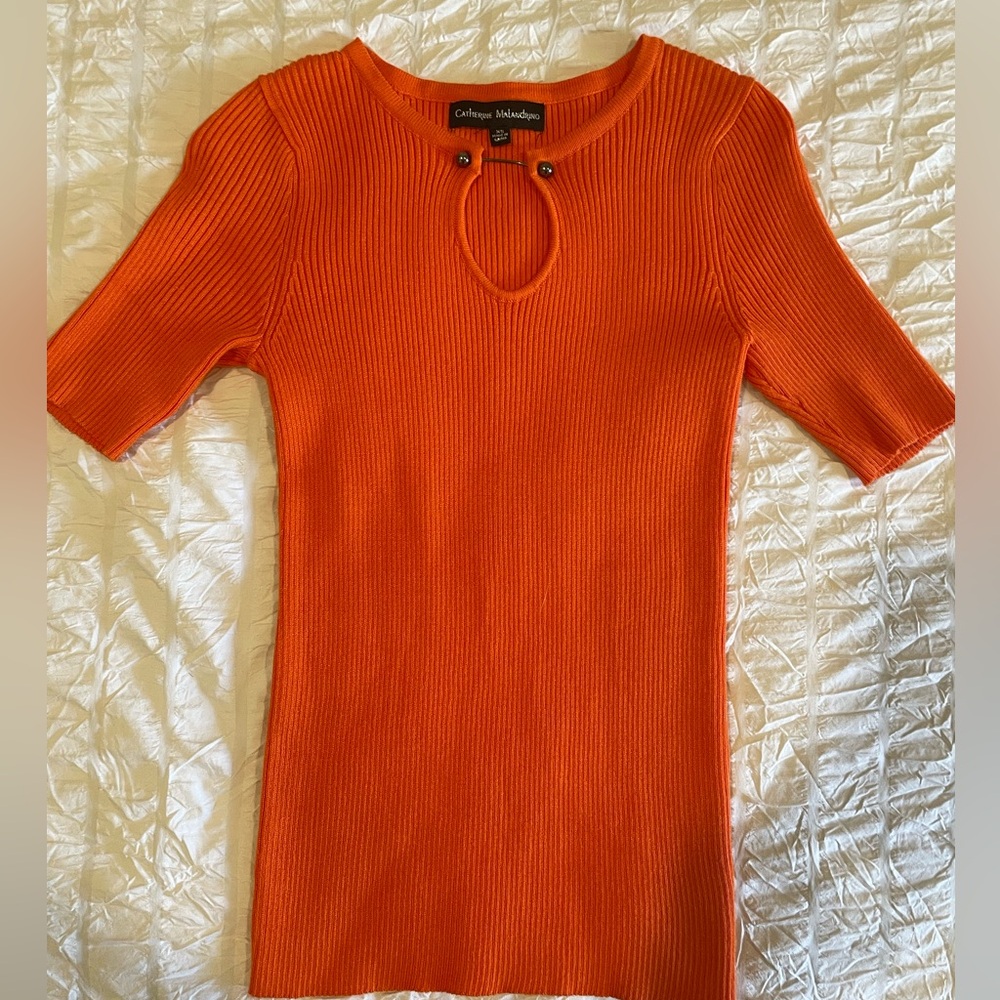 Catherine Maladrino Orange Ribbed Shirt